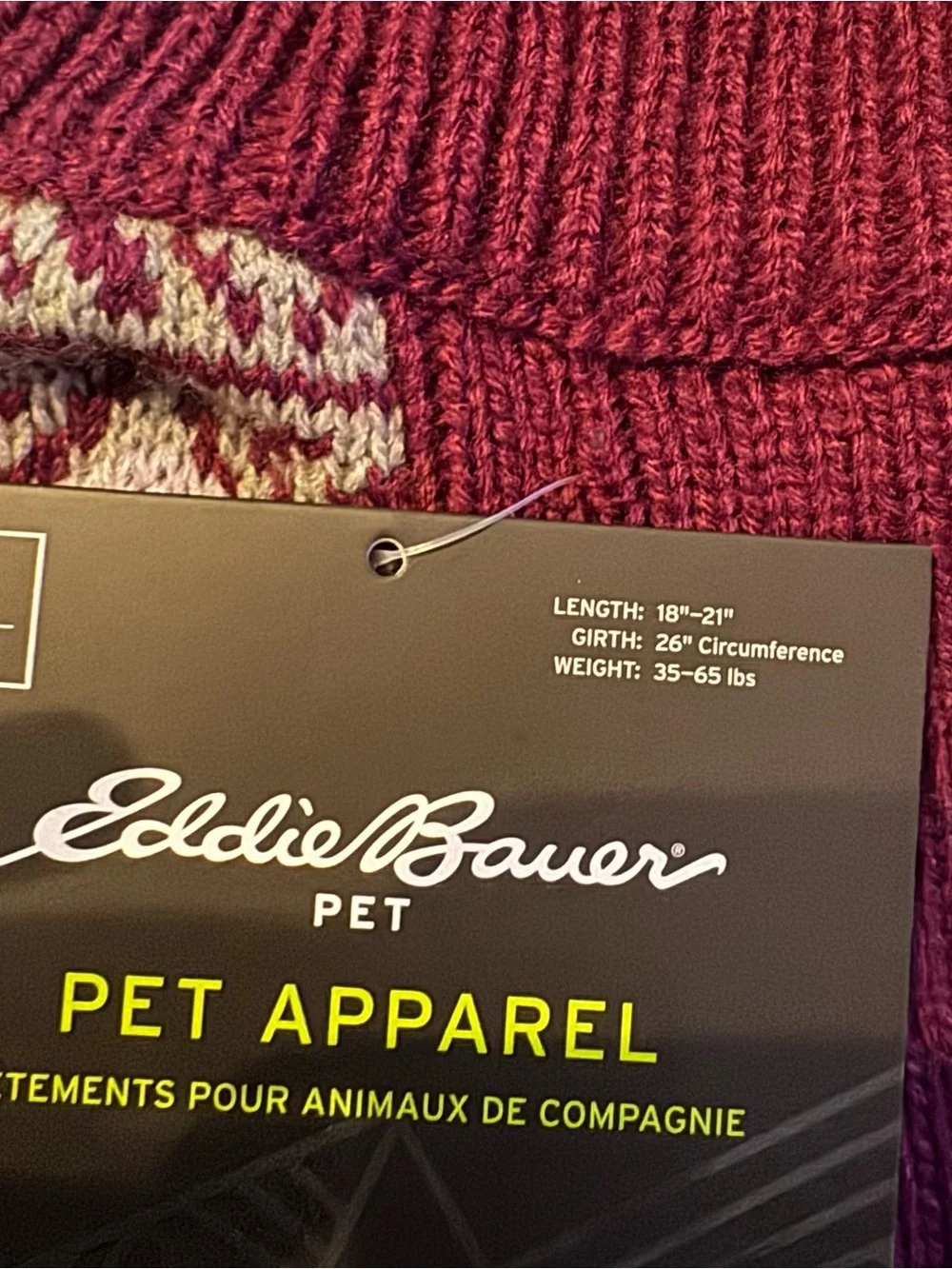 NWT large Eddie Bauer dog sweater